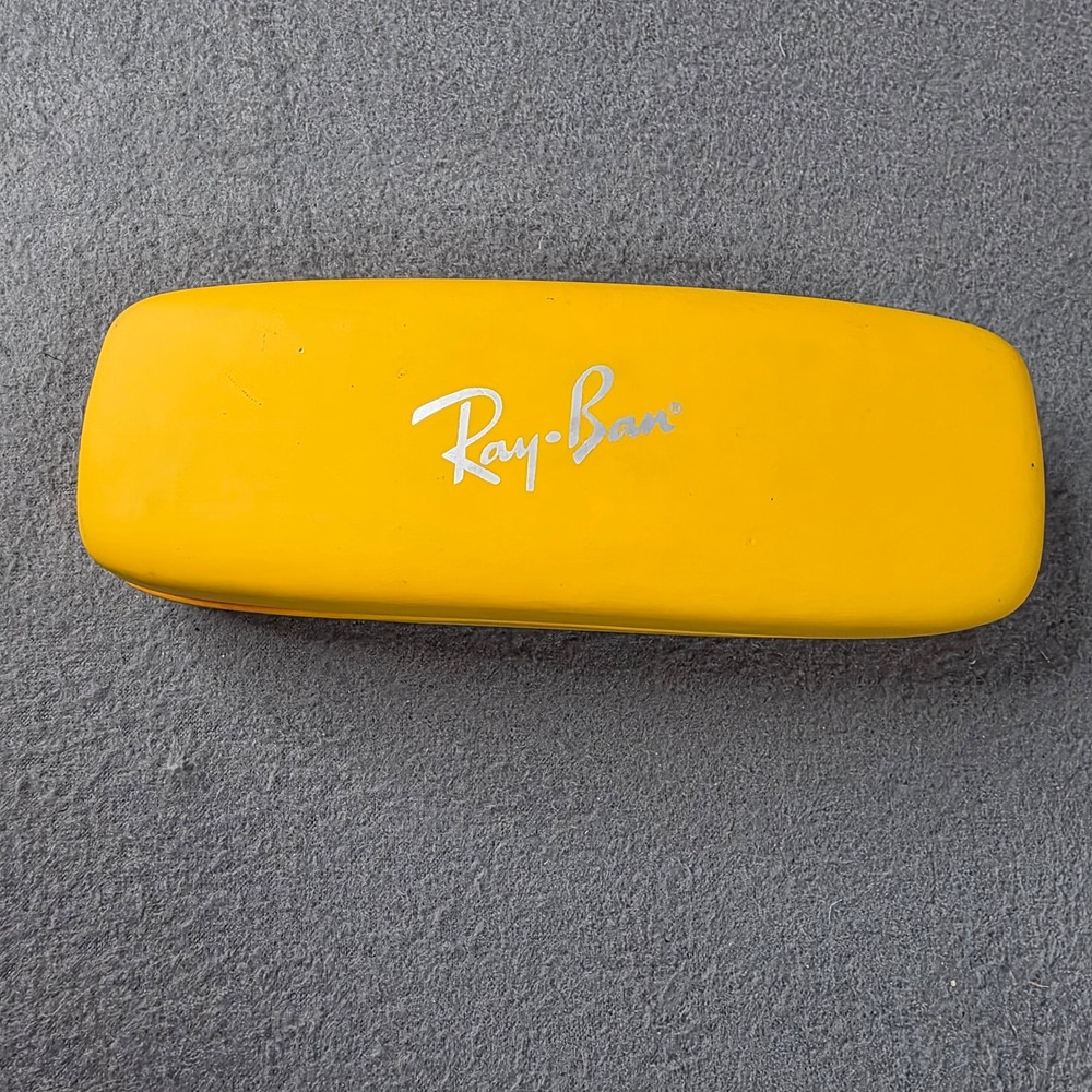 Ray-Ban Sunglasses Case Yellow Hard Shell Red Velvet Lining GATTO PRC-JS-01